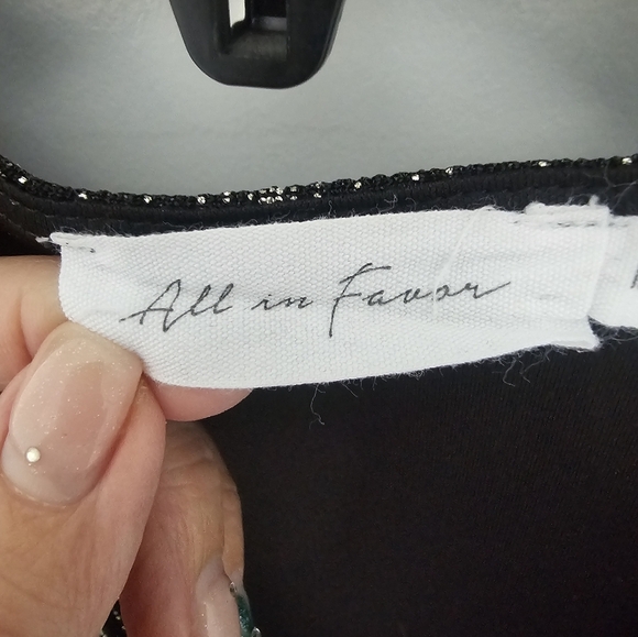 All in Favor Metallic Black Gold Striped Midi Dress Size M - Picture 4 of 11